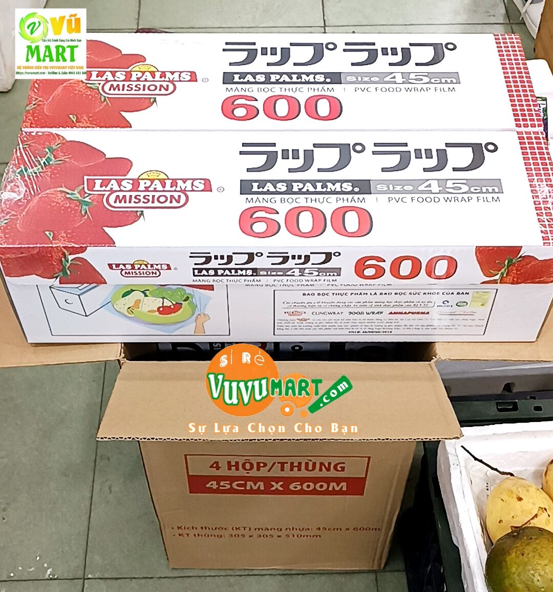 z4904378412360_a38db9419cbeae1e5916d486996878d5.jpg Màng bọc thực phẩm 30cm x 600 Laspalms - Siêu Bám Dính - Siêu Dai - Lõi Vàng 3